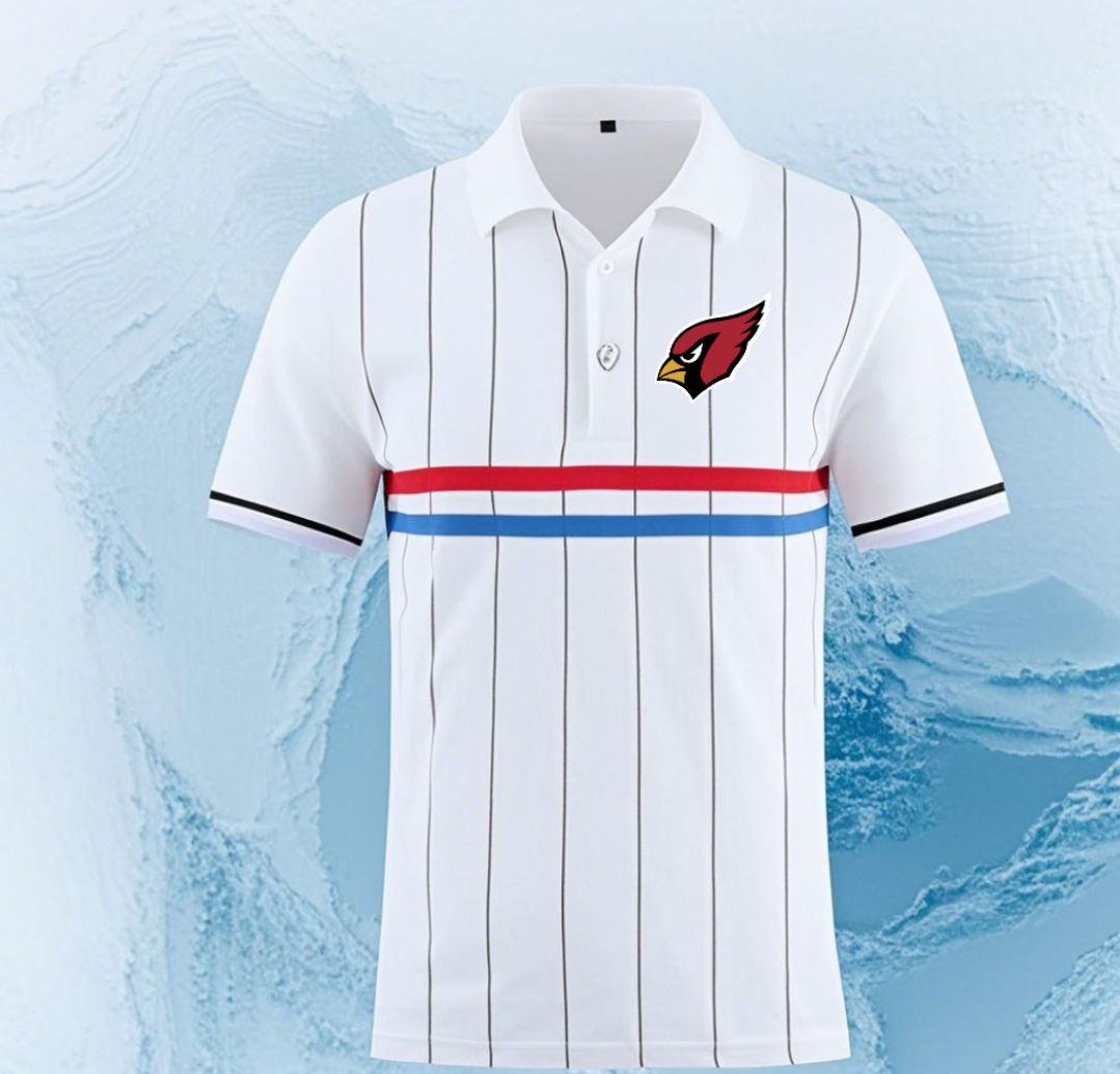 Arizona Cardinals white Men 2025 NFL polo T shirt->nfl t-shirts->Sports Accessory